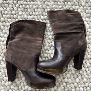 Elegant Brown Robert Clegerie Leather and Suede Women's Boots